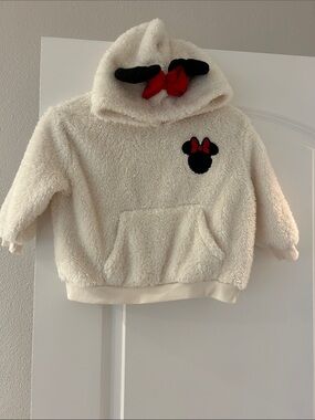 Cozy Cream Sherpa Hoodie with Red Bow Accent